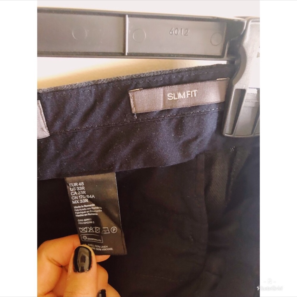 H&M MENS LINEN PANTS BLACK SIZE 33R SLIMFIT